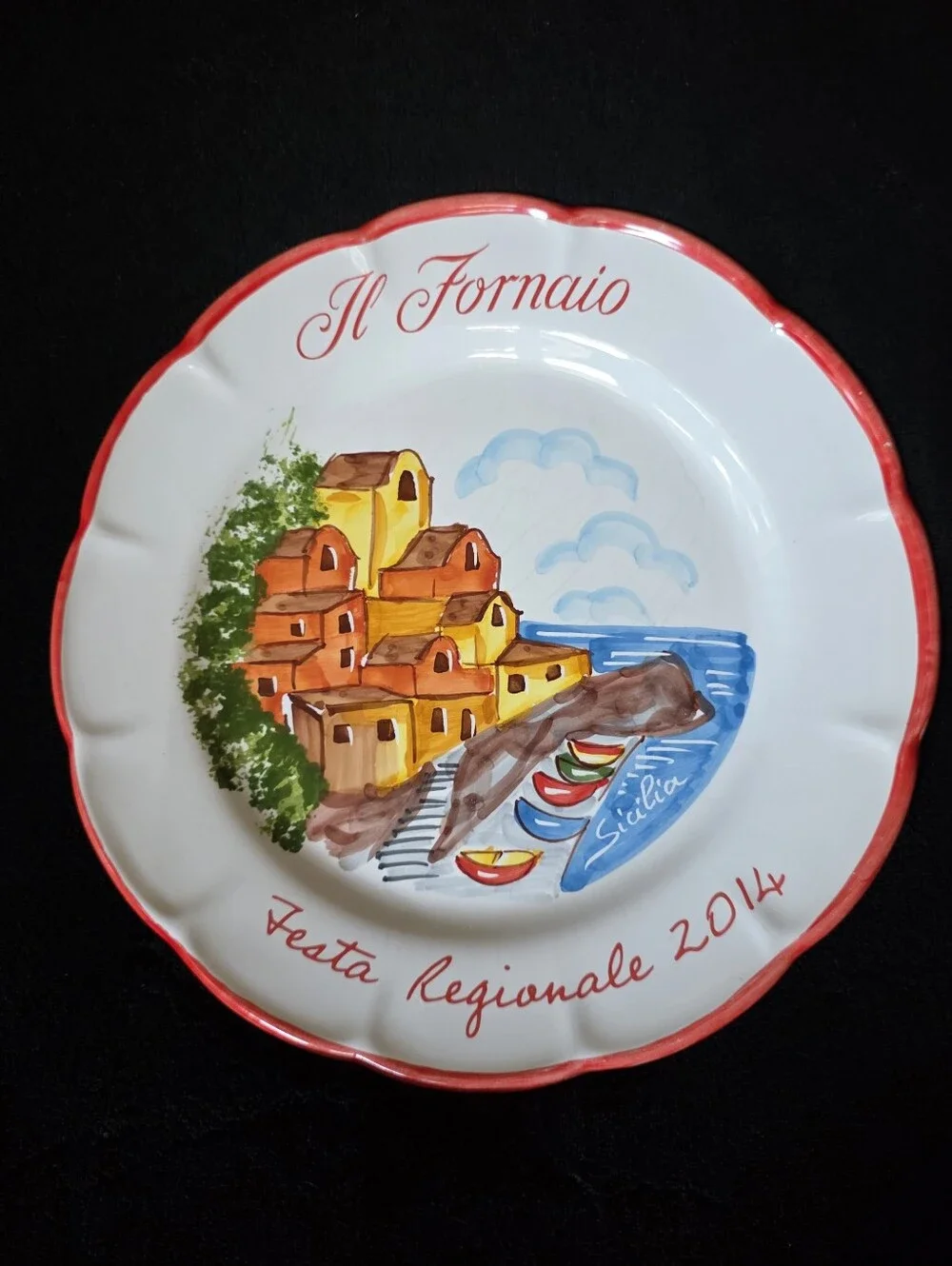 Cerasella Il Fornaio Sicilia 2014 Hand Painted Italian Ceramic Plate 10